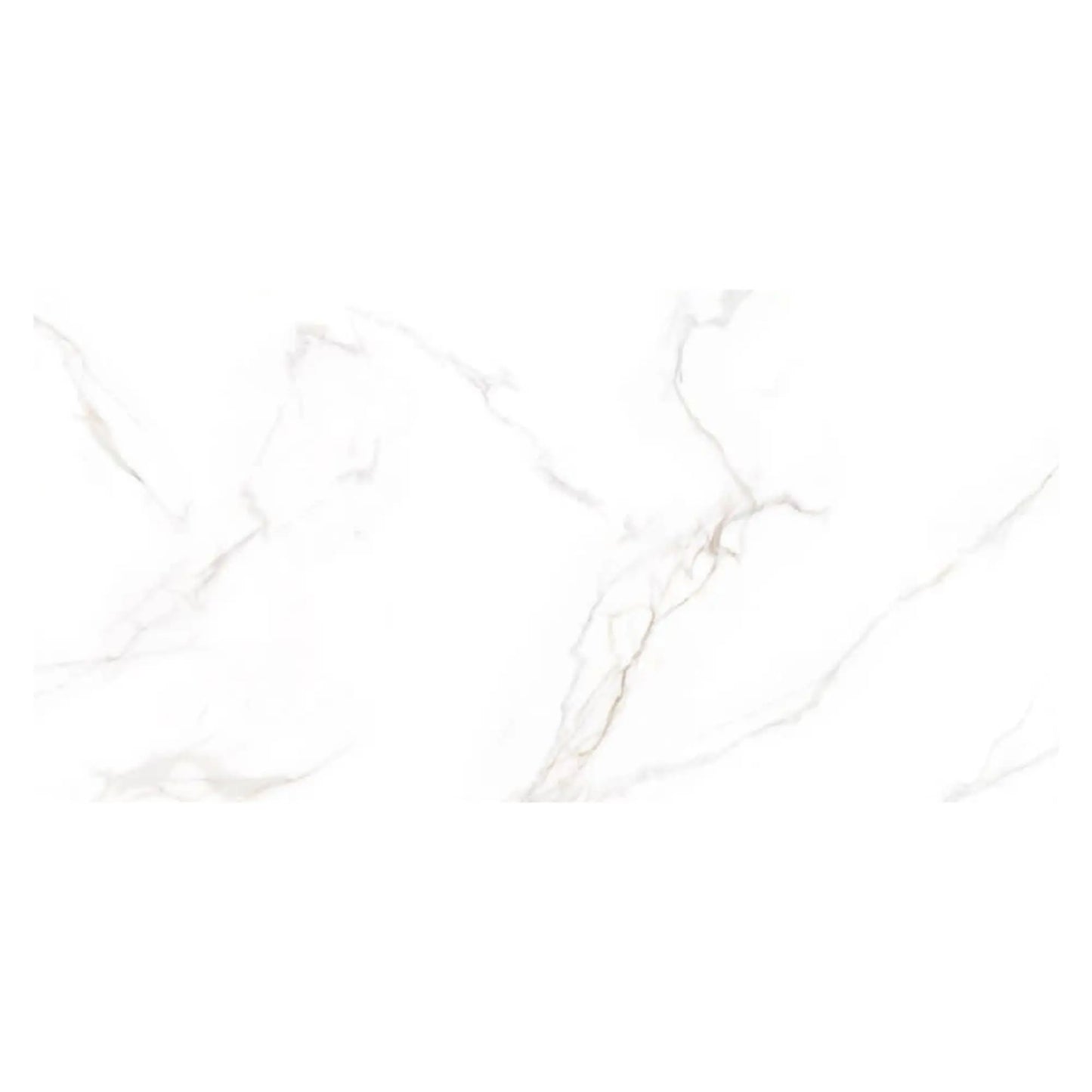 Detalhe do pavimento cerâmico Calacatta Supremo, exibindo os seus veios dourados sobre o fundo branco.