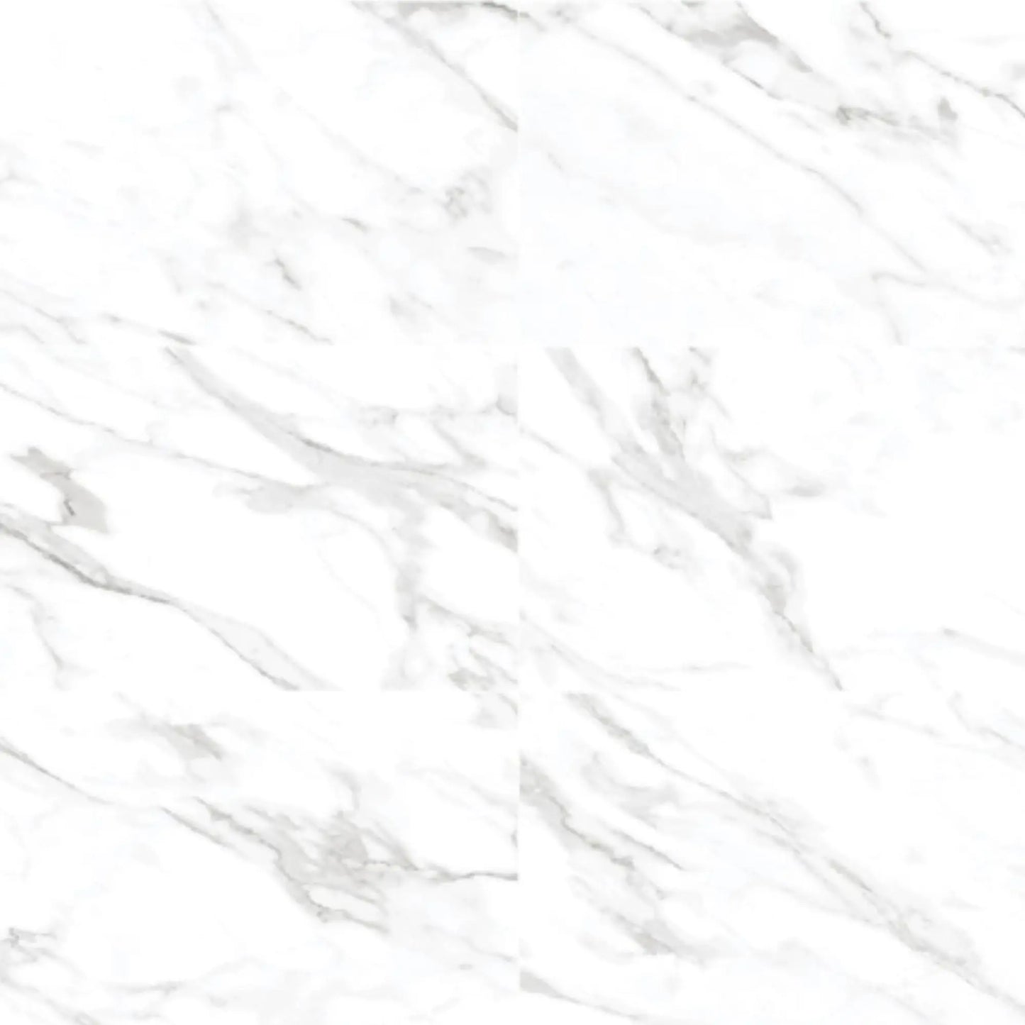 Detalhe do pavimento cerâmico Calacatta Titanio, mostrando os seus veios cinzentos intensos sobre um fundo branco.