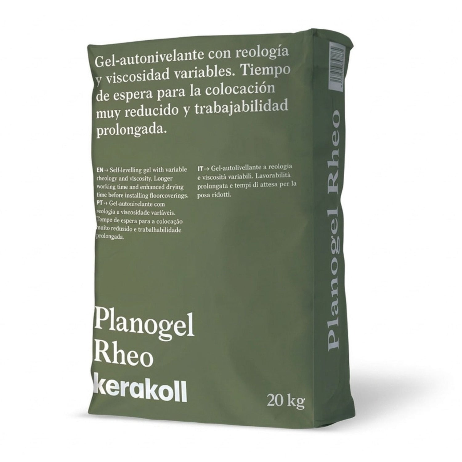 Saco de 20kg de argamassa autonivelante Kerakoll Planogel Rheo para nivelamento de pavimentos interiores.