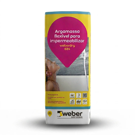Embalagem de argamassa flexível para impermeabilizar Weberdry 824 de 20kg.