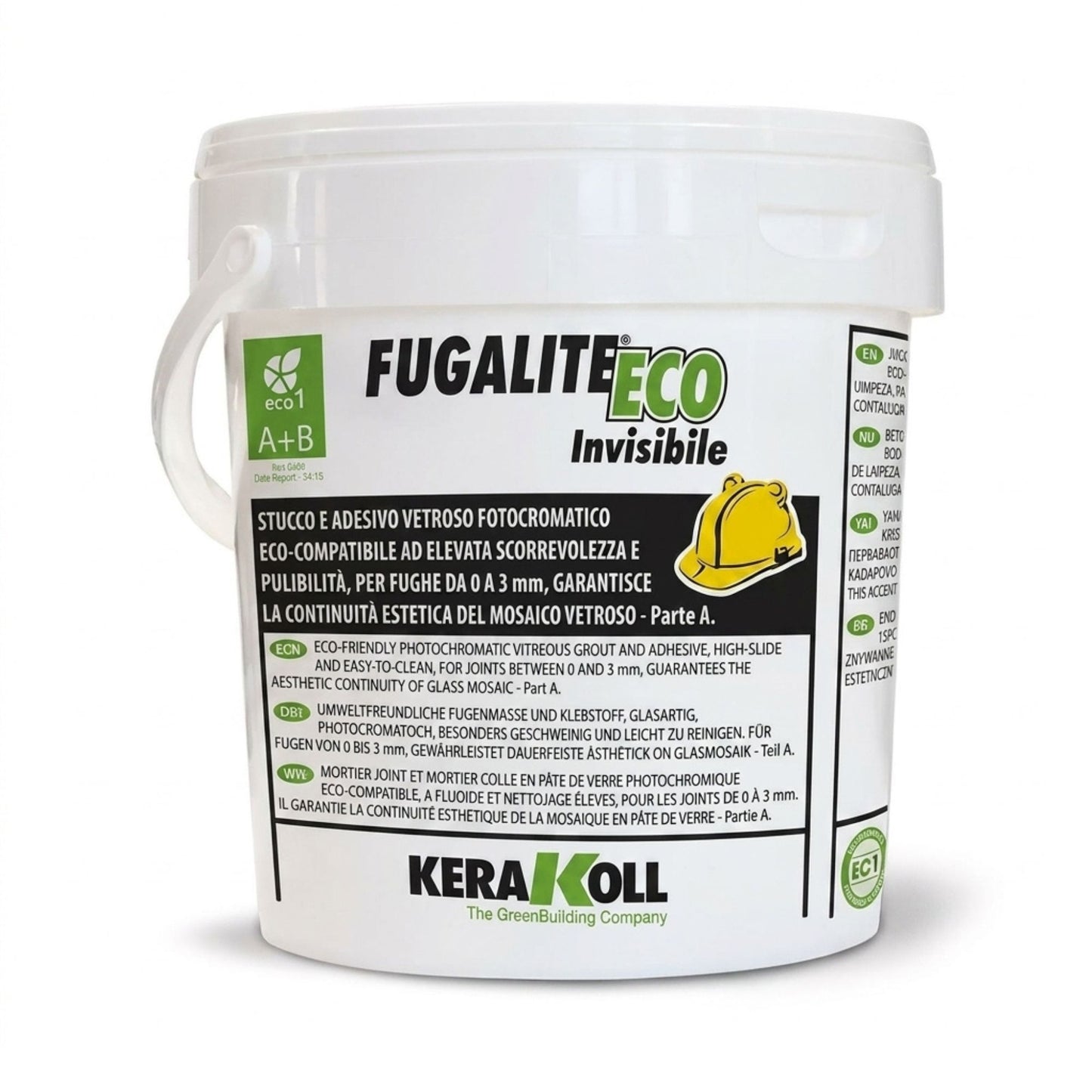 Balde de 3kg de betume cerâmico Kerakoll Fugalite Eco Invisibile cor neutra para juntas.