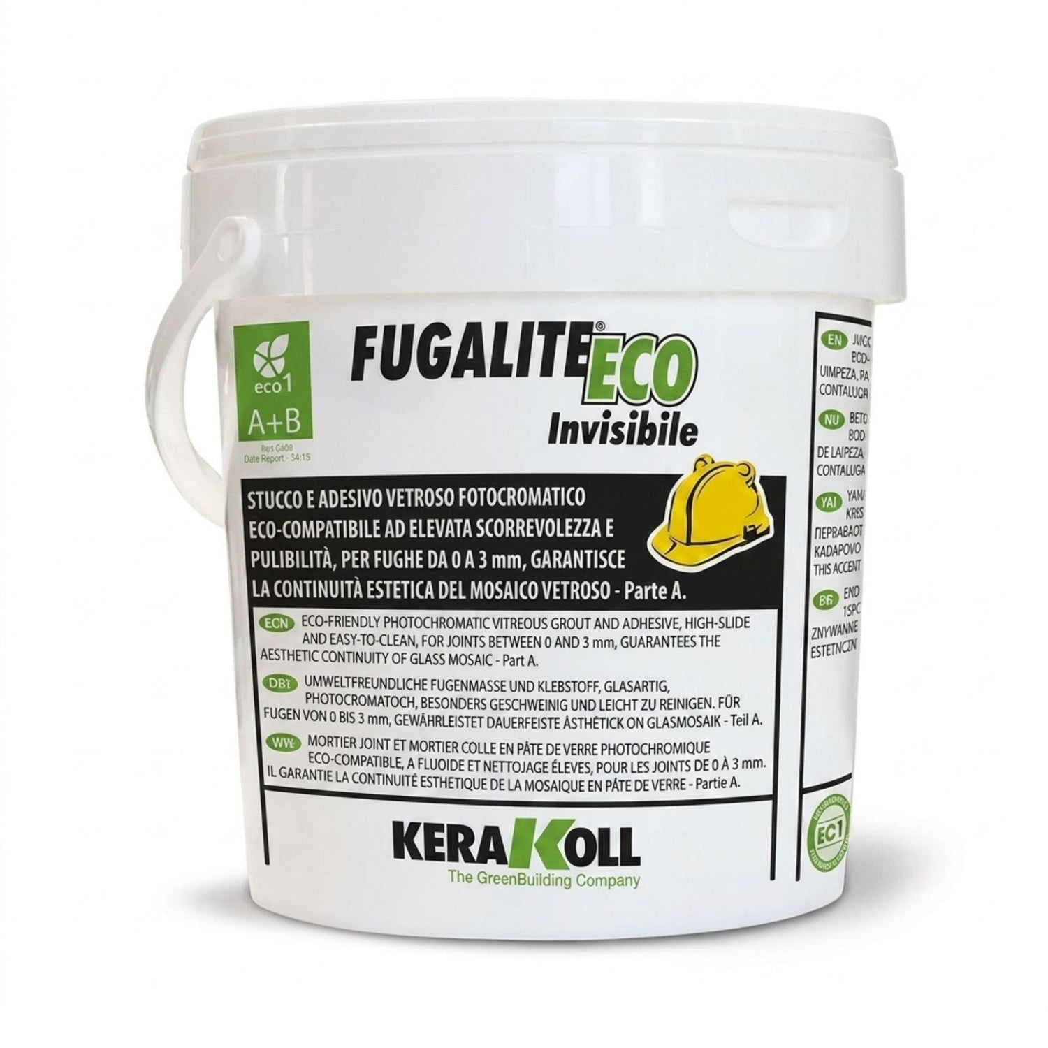 Balde de 3kg de betume cerâmico Kerakoll Fugalite Eco Invisibile cor neutra para juntas.