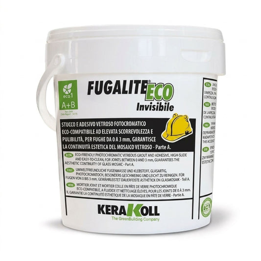 Balde de 3kg de betume cerâmico Kerakoll Fugalite Eco Invisibile cor neutra para juntas.