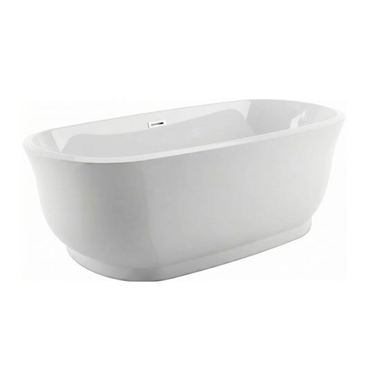 Banheira de ilha Showerbox Samu branca instalada.