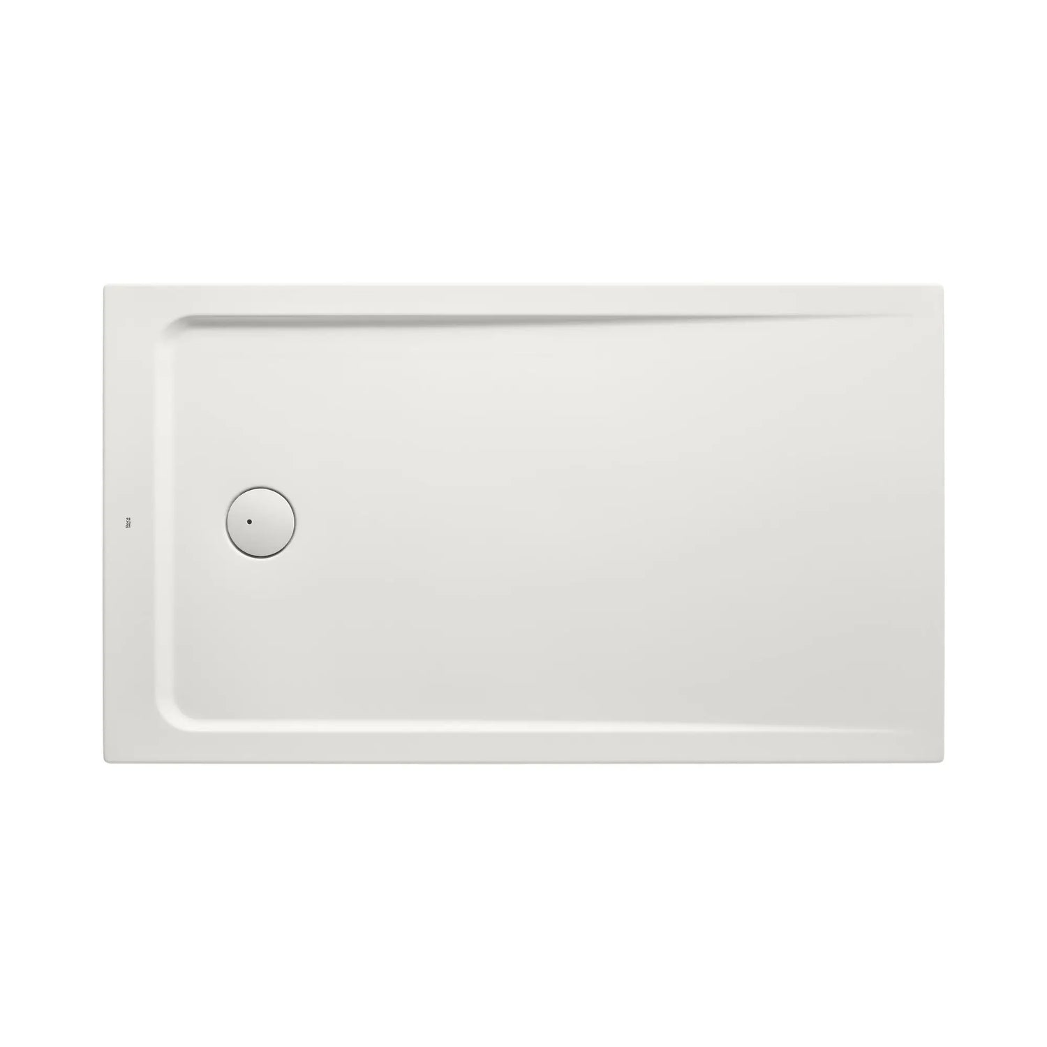 alt='Base de duche acrílica extraplana Neo Daiquiri de 140x80 cm na cor branca, vista de cima.'
