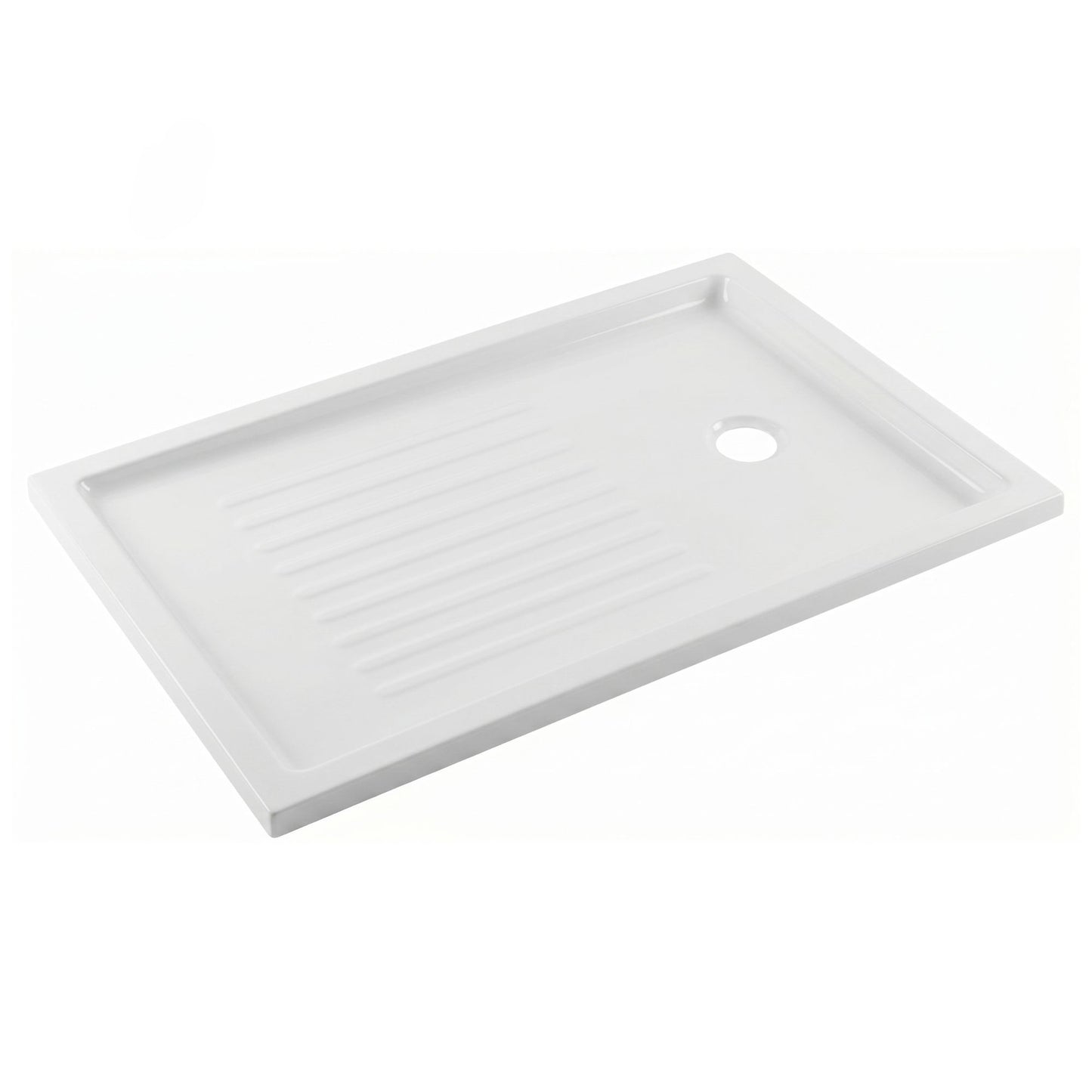 Base de duche retangular Sanindusa Piano em acrílico branco com relevos antiderrapantes.