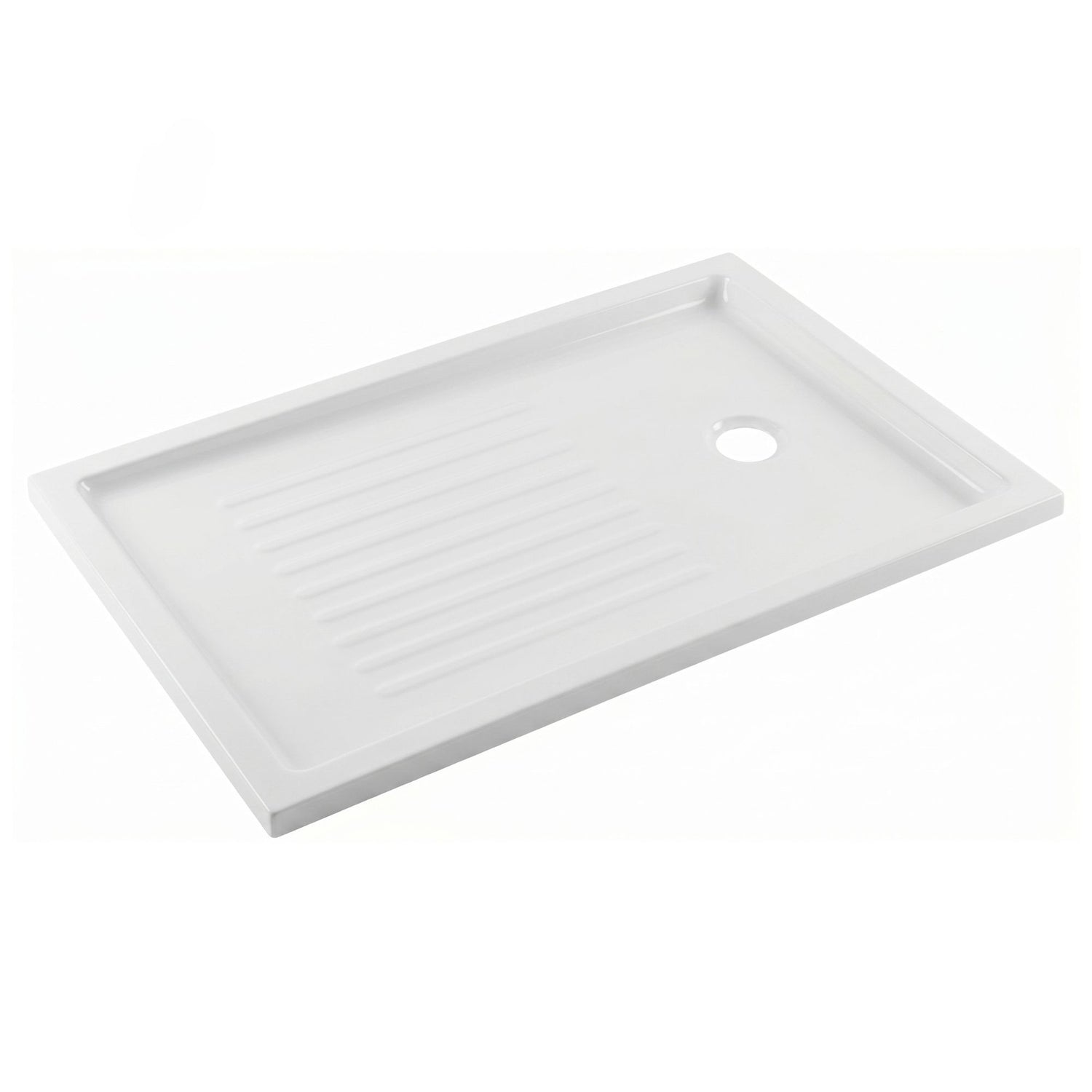 Base de duche retangular Sanindusa Piano em acrílico branco com relevos antiderrapantes.