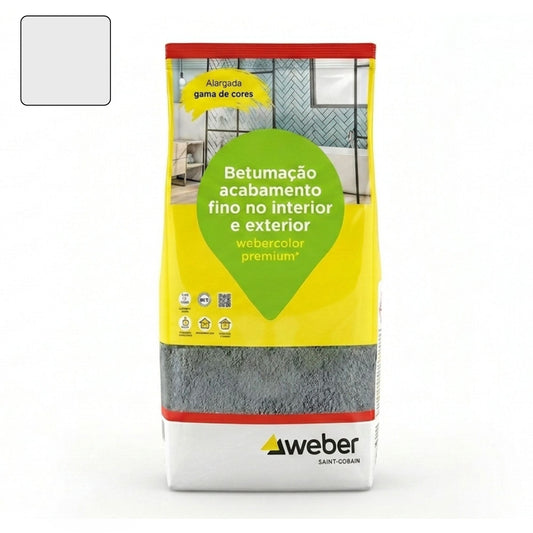 Embalagem de 5kg de betume Webercolor Premium+ Classic na cor linho para betumação de juntas.