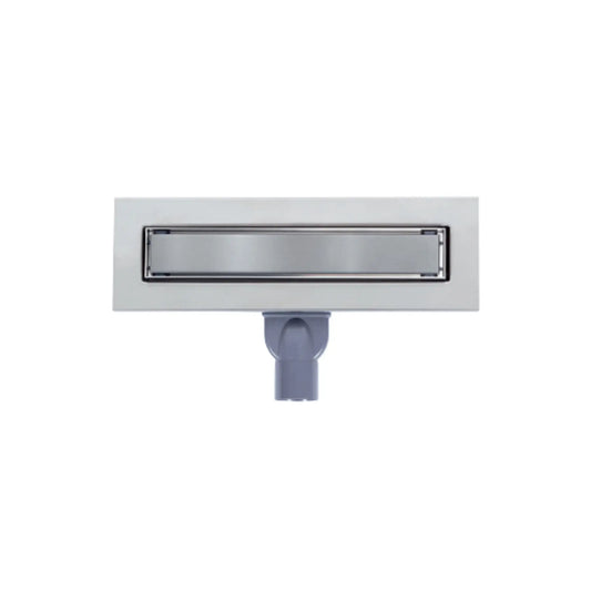 Alt Text: Vista superior da calha de duche Wirquin Venisio Slim 500 mm em aço inox.