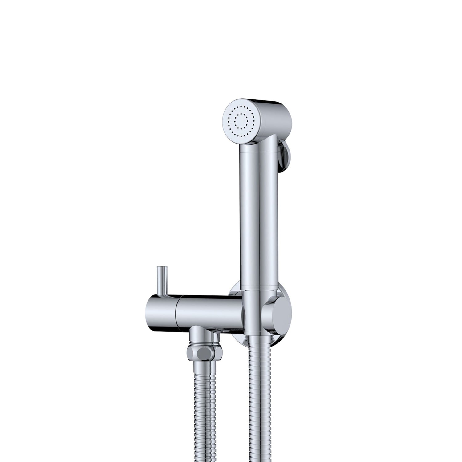 Chuveiro higiénico Basic Maxi cromado com misturadora e suporte de parede.