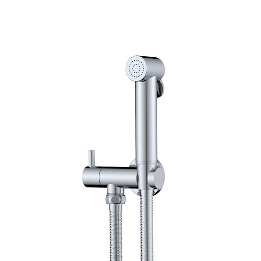 Chuveiro higiénico Basic Maxi cromado com misturadora e suporte de parede.