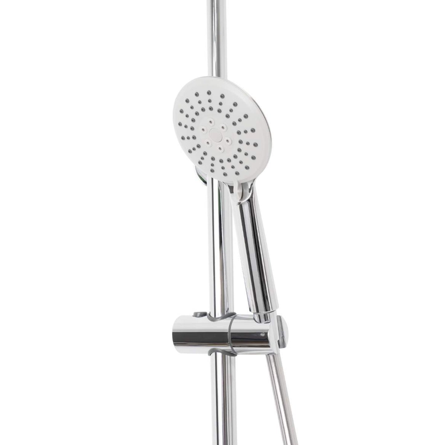 Chuveiro de mão ergonómico da gama Sanindusa Easy Touch Plus com bicos anticalcário brancos e acabamento cromado.