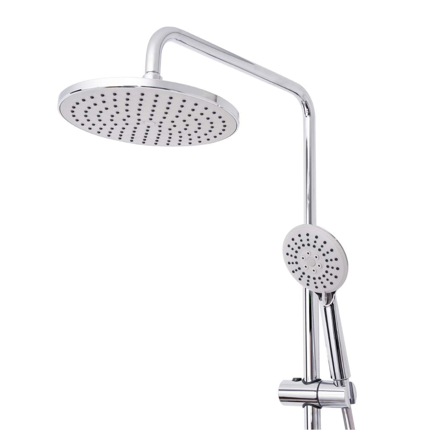 Conjunto de chuveiro de teto circular e chuveiro de mão da coluna telescópica Sanindusa Easy Touch Plus.