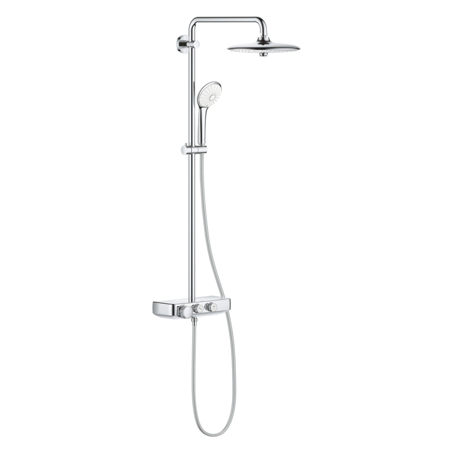 Coluna de duche completa Grohe Euphoria SmartControl com chuveiro de teto e de mão.