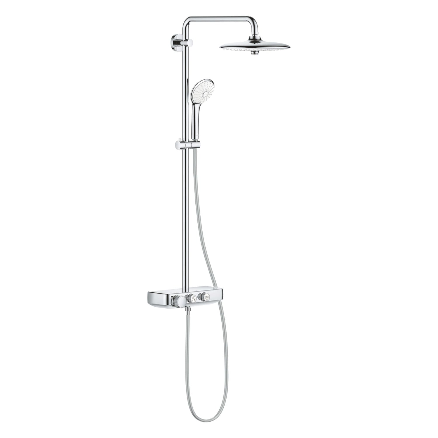 Coluna de duche completa Grohe Euphoria SmartControl com chuveiro de teto e de mão.