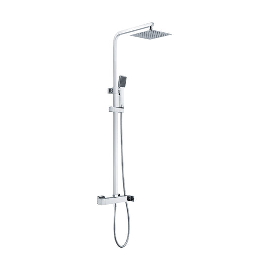 Coluna de duche Imex Fiyi cromada com barra extensível e chuveiro de teto quadrado.