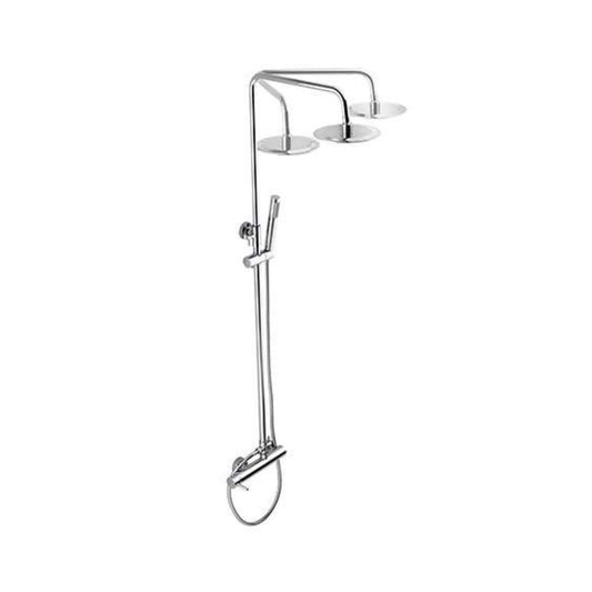 Perspetivas laterais da coluna de duche Sanindusa Icone New demonstrando o design do pulverizador superior.