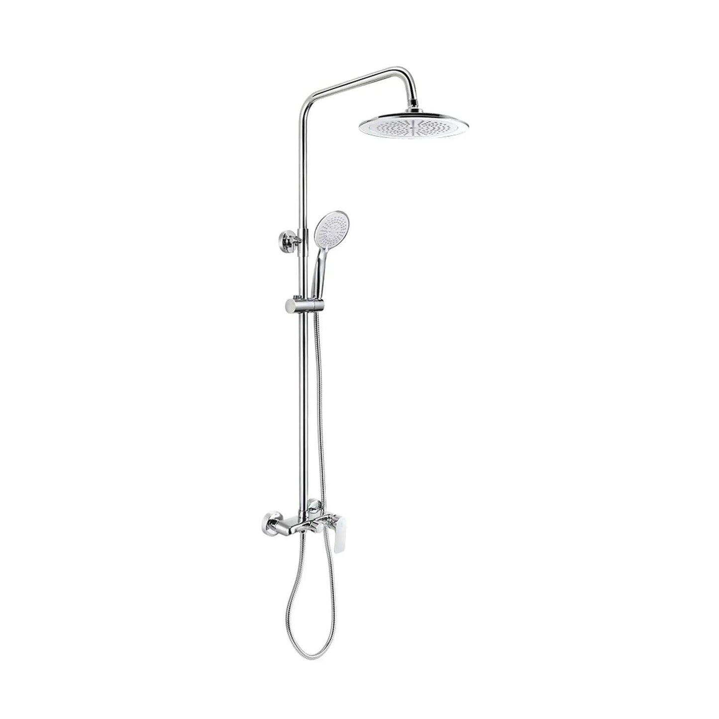 Coluna de duche cromada modelo SIMPLE com misturadora monocomando e chuveiro de mão.