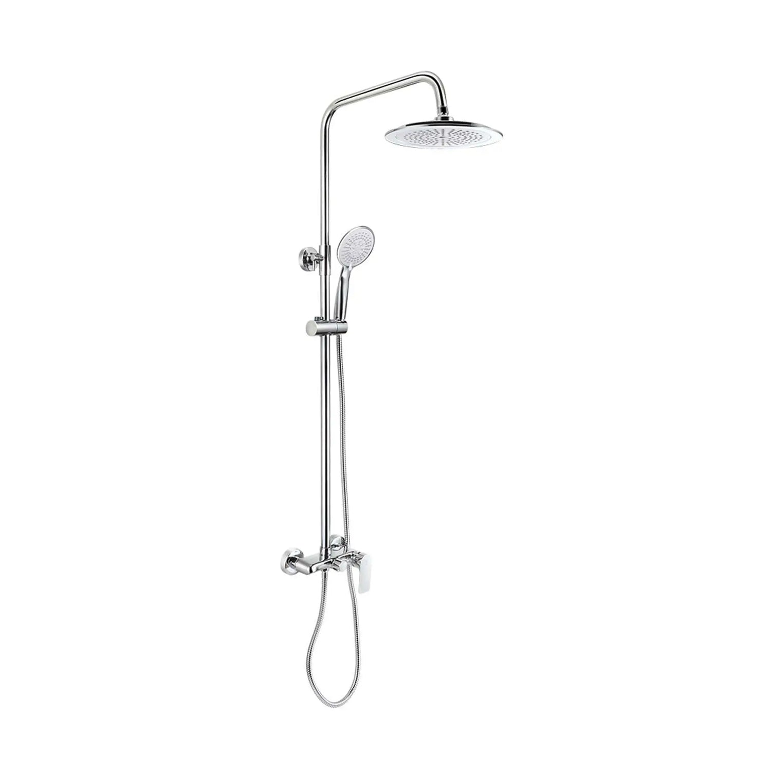 Coluna de duche cromada modelo SIMPLE com misturadora monocomando e chuveiro de mão.