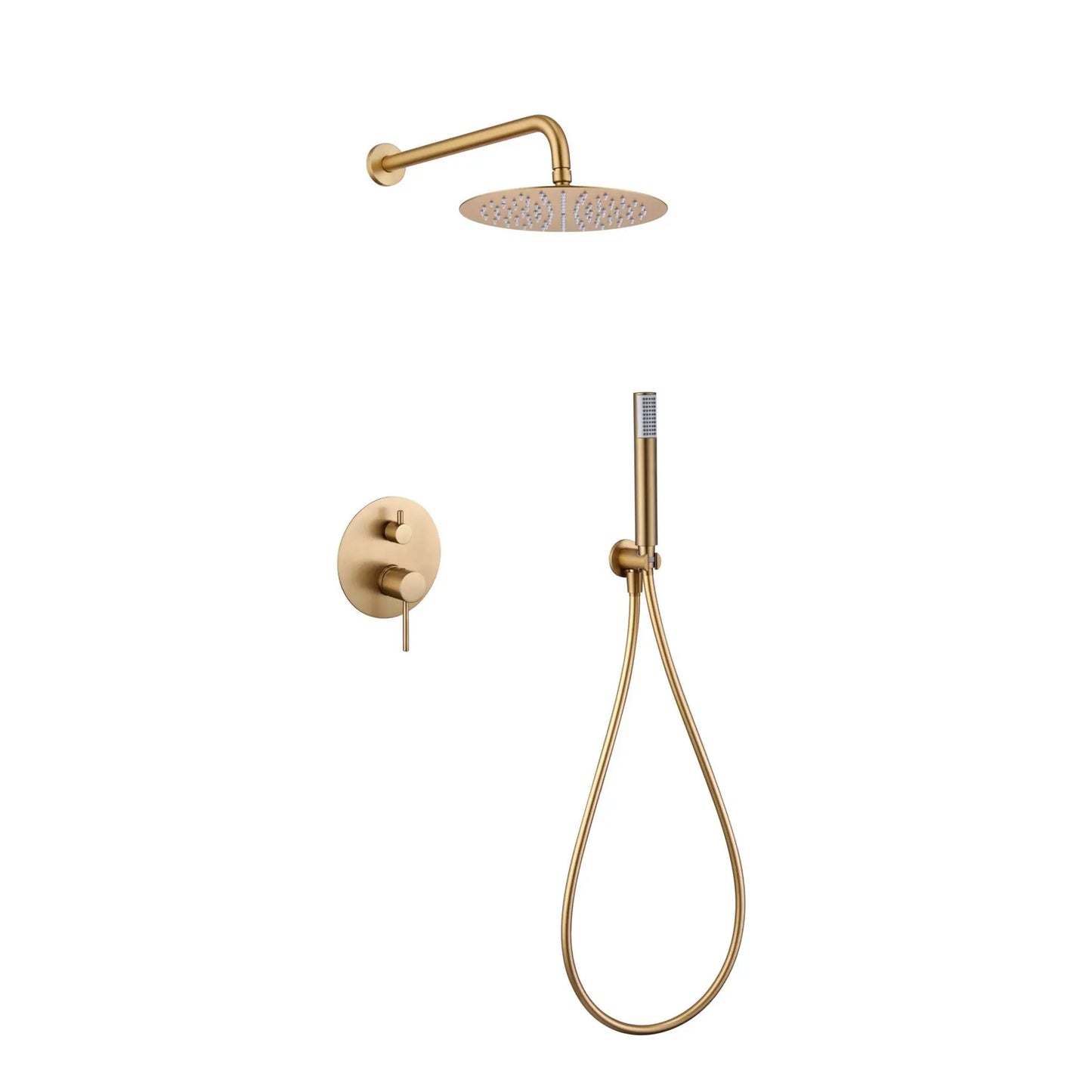 Conjunto de duche Monza Imex de encastrar com acabamento ouro mate em fundo branco.