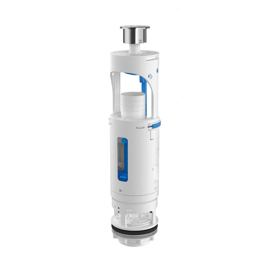 Mecanismo de descarga original Roca com sistema de dois botões e vedantes de alta segurança.