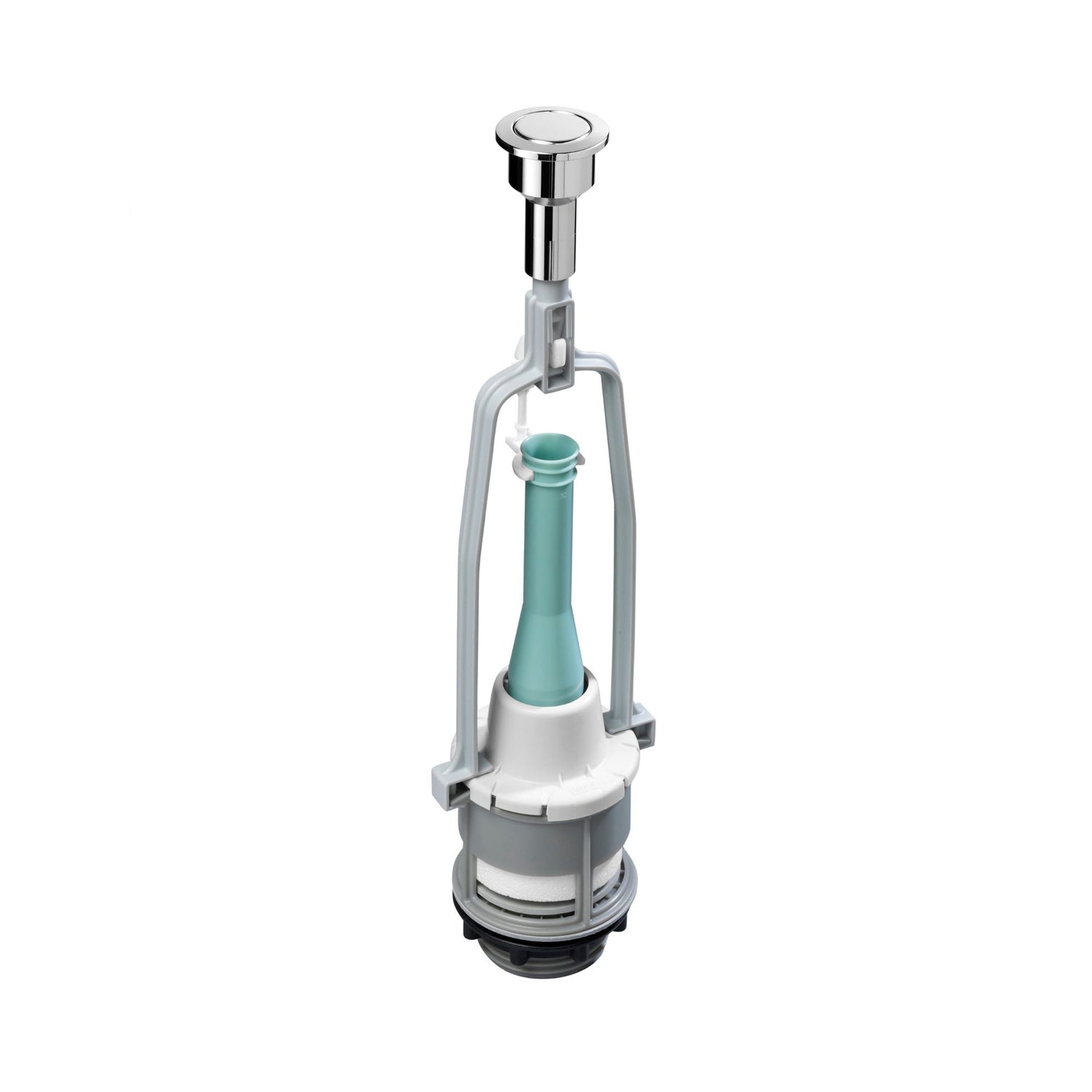 Mecanismo de descarga simples universal Roca modelo A822502200 com botão superior cromado.