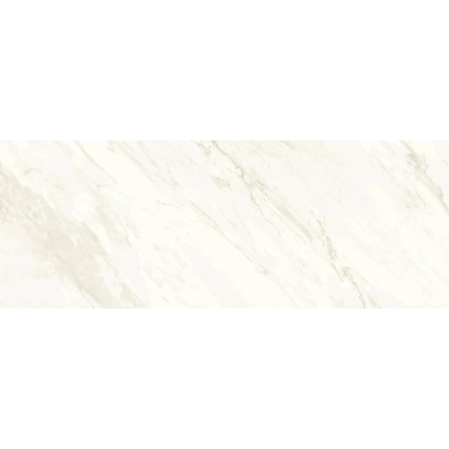 Detalhe do revestimento cerâmico Marble White, com fundo branco e veios suaves em tons de cinza e bege.