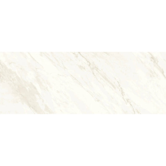 Detalhe do revestimento cerâmico Marble White, com fundo branco e veios suaves em tons de cinza e bege.