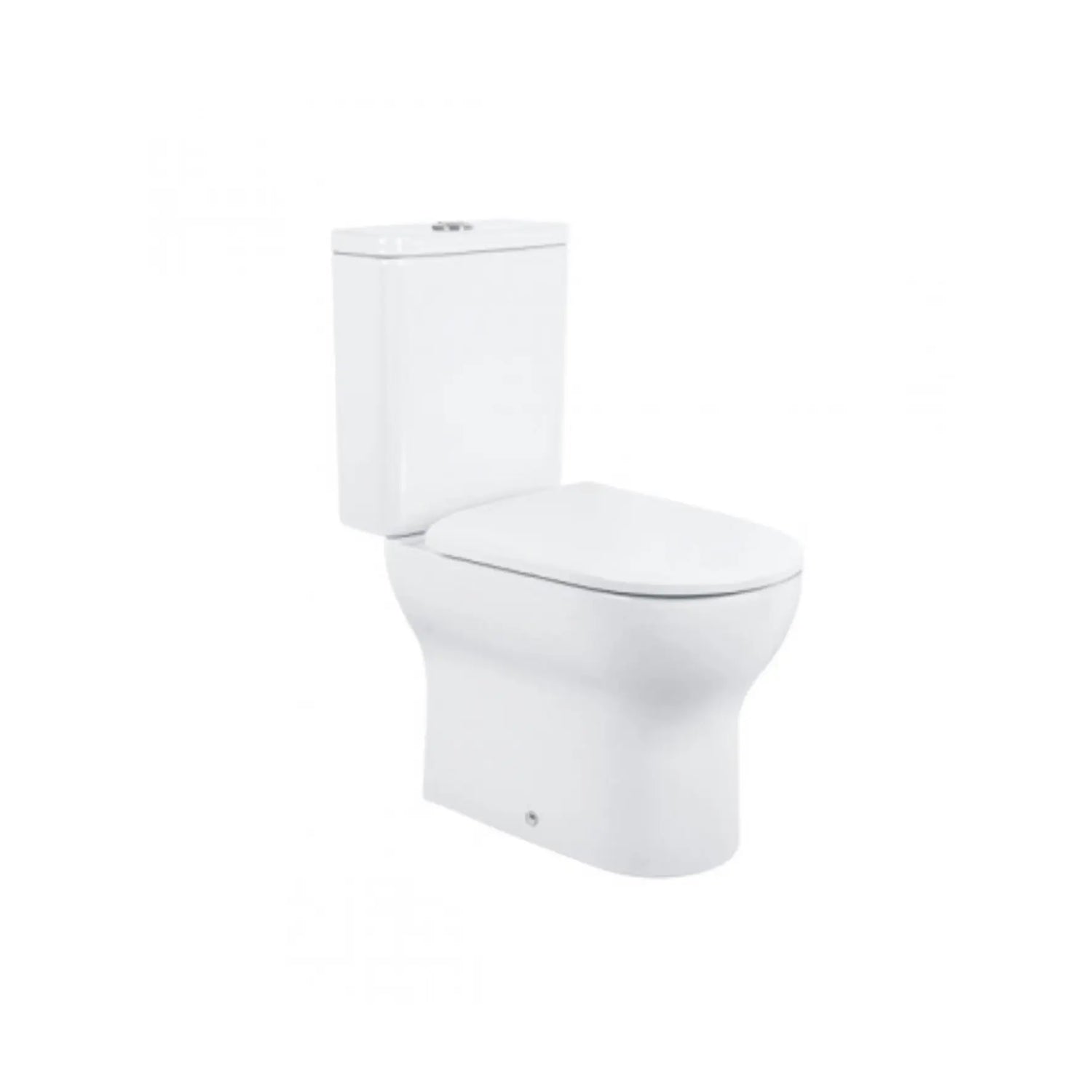 Sanita compacta Sanindusa Winner branca com sistema Rimflush e tampa fechada vista de perspetiva.