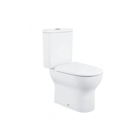 Sanita compacta Sanindusa Winner branca com sistema Rimflush e tampa fechada vista de perspetiva.