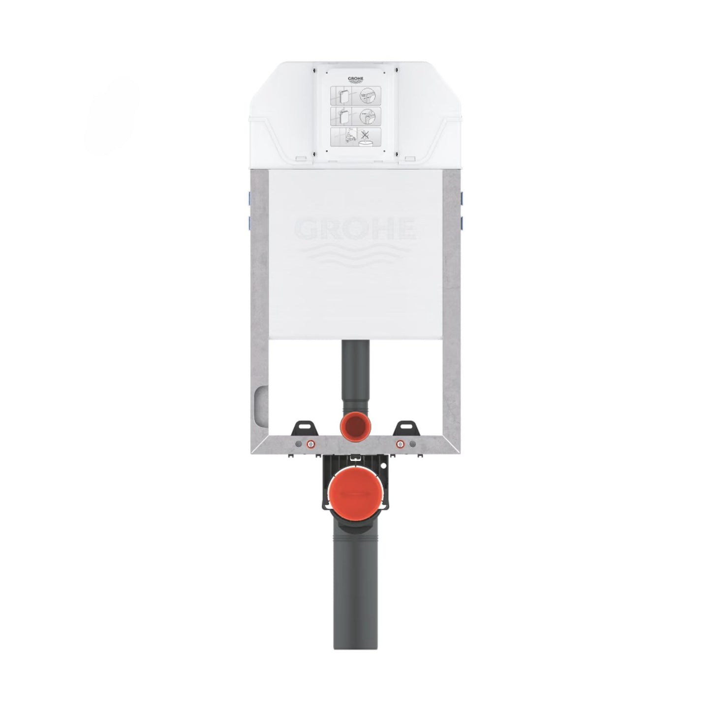 Vista frontal do módulo de encastrar Grohe Uniset Slim para sanita suspensa   