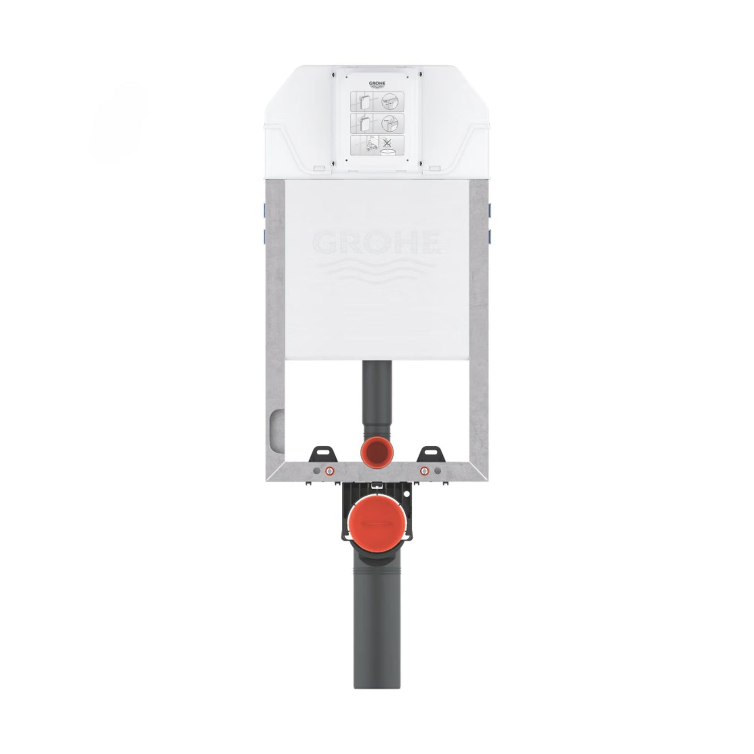 Vista frontal do módulo de encastrar Grohe Uniset Slim para sanita suspensa   
