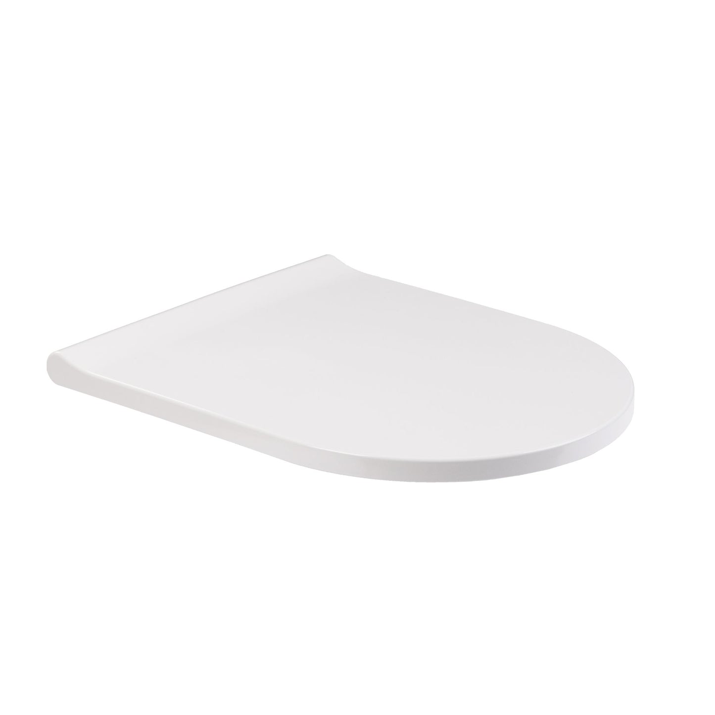 Design lateral do tampo de sanita Winner fechado com acabamento branco brilhante.