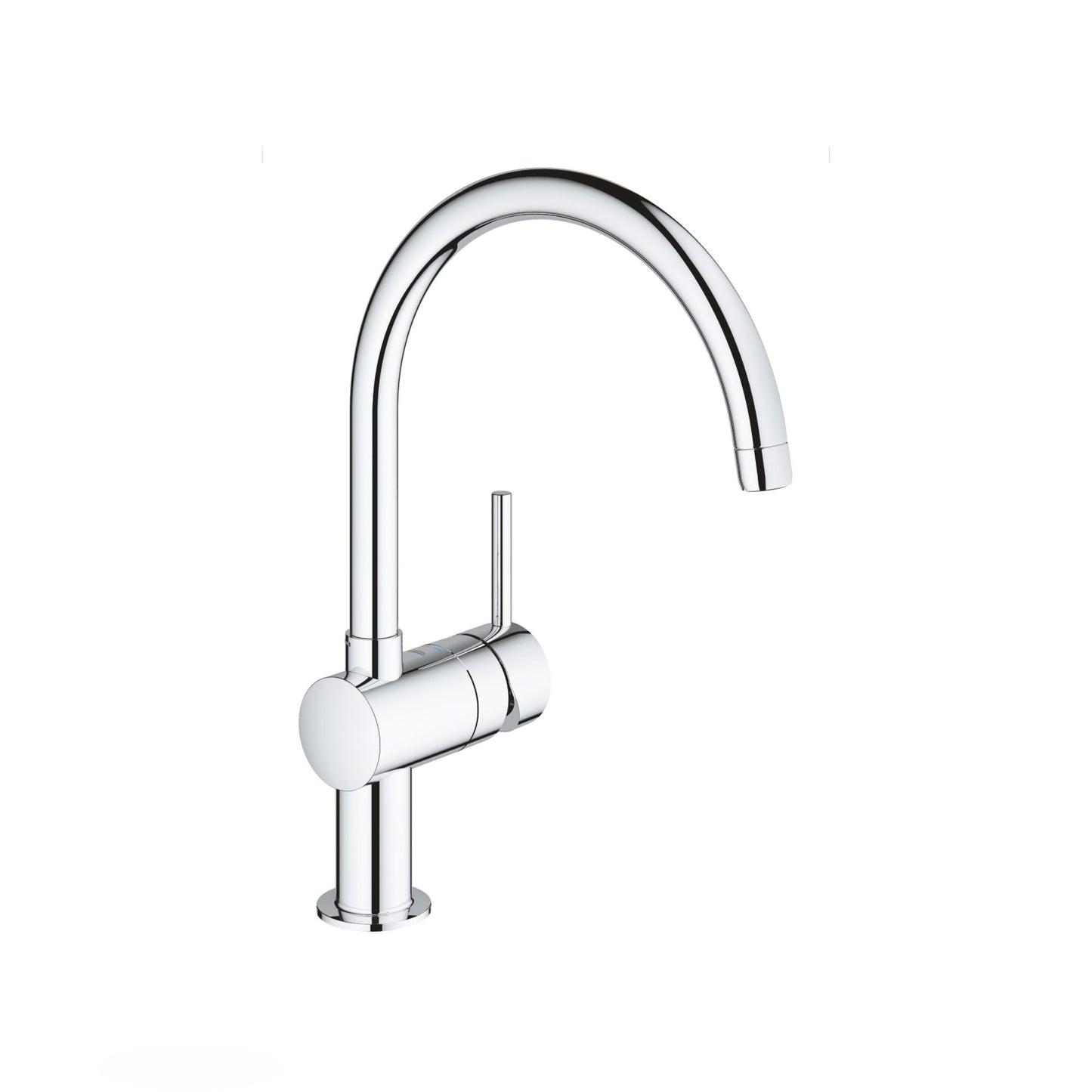 Torneira de cozinha monocomando Grohe Minta com bica alta em C e acabamento cromado.