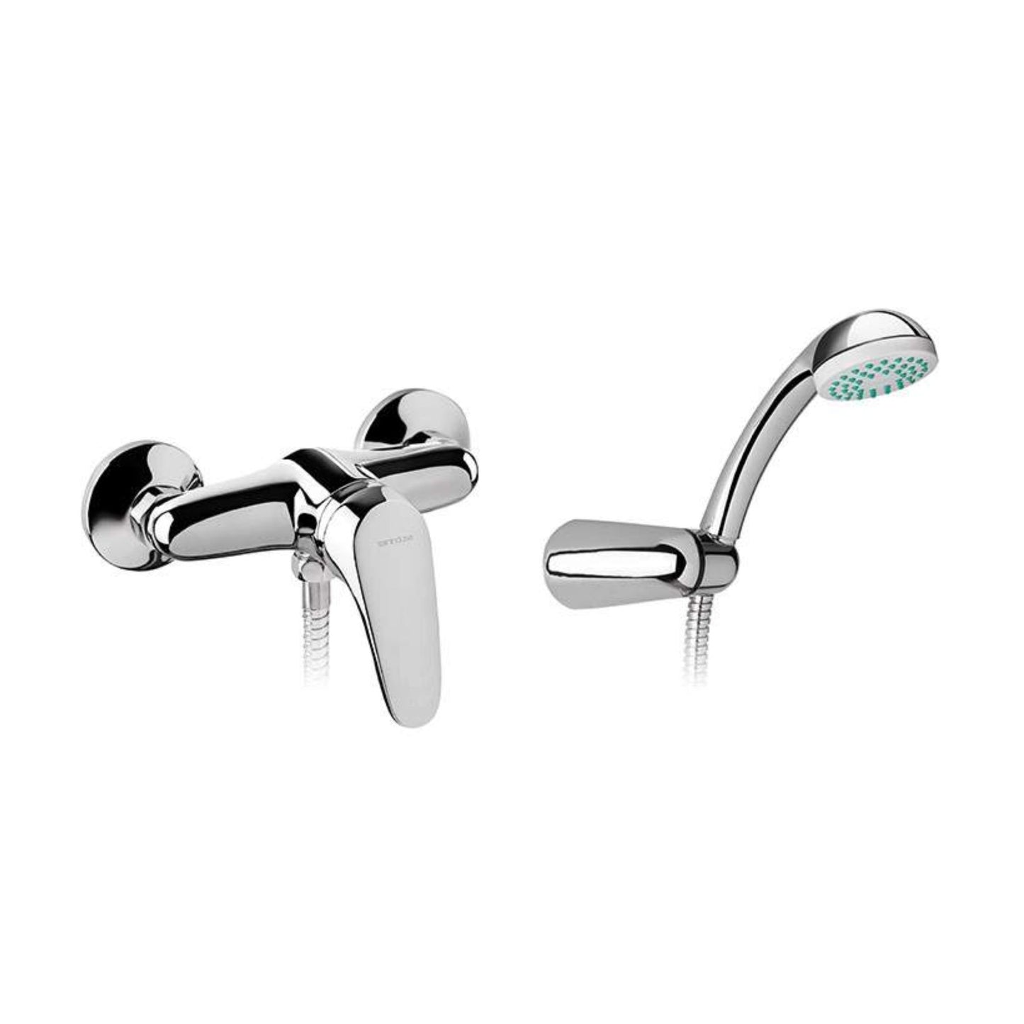 Torneira de duche monocomando Sanindusa Cetus Basic cromada com chuveiro de mão e suporte.