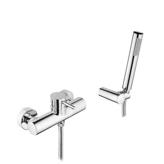 Torneira de duche monocomando Sanindusa Icone New cromada com chuveiro de mão minimalista.