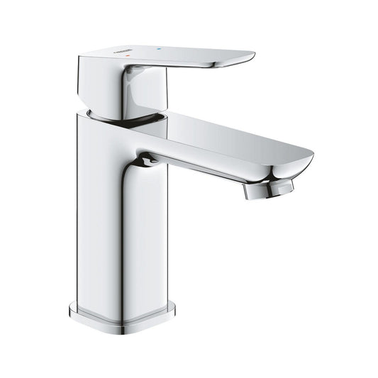 Torneira de lavatório monocomando Grohe Cubeo em acabamento cromado brilhante vista de lado.