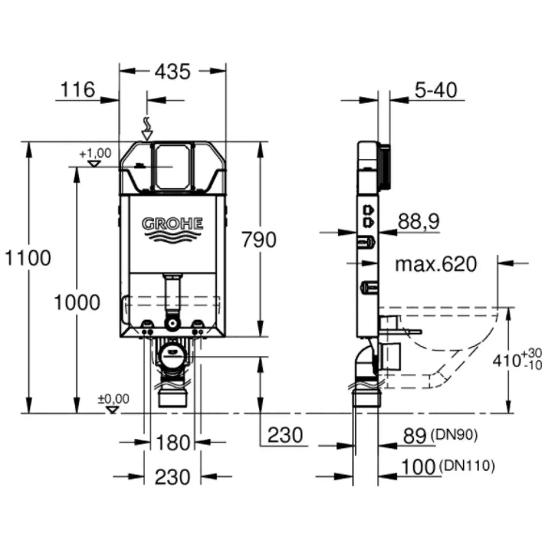 Estrutura de sanita UNISET slim WC | 39683000 | Grohe GROHE